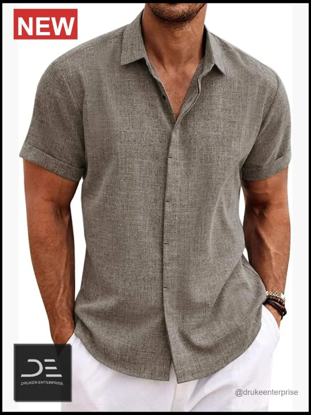 Men's Linen Button Down Shirt Short Sleeve Casual Summer Shirt